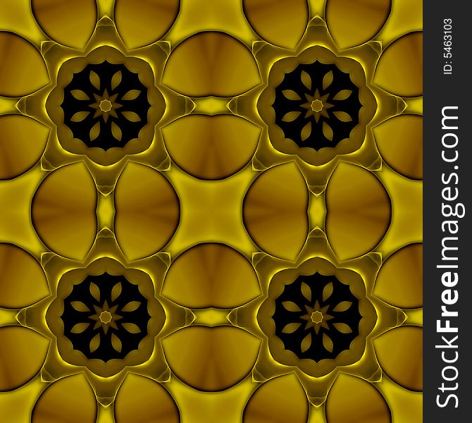 Abstract fractal image resembling a golden compass silk quilt