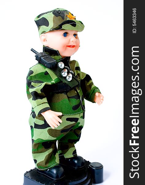 Army baby doll with blue eyes