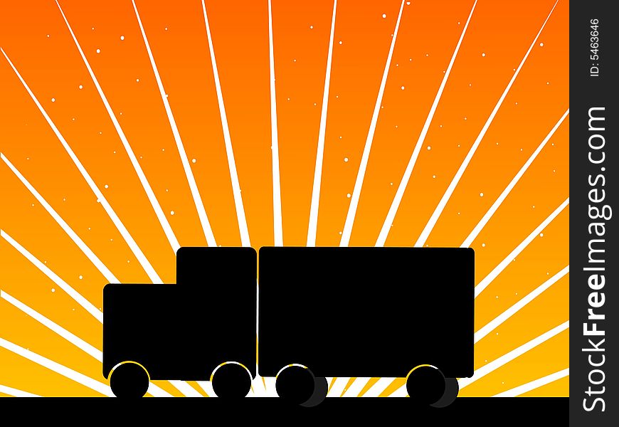 Truck on rays on gradient background
