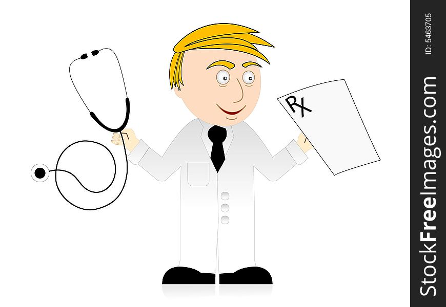 Doctor with prescription on isolated background