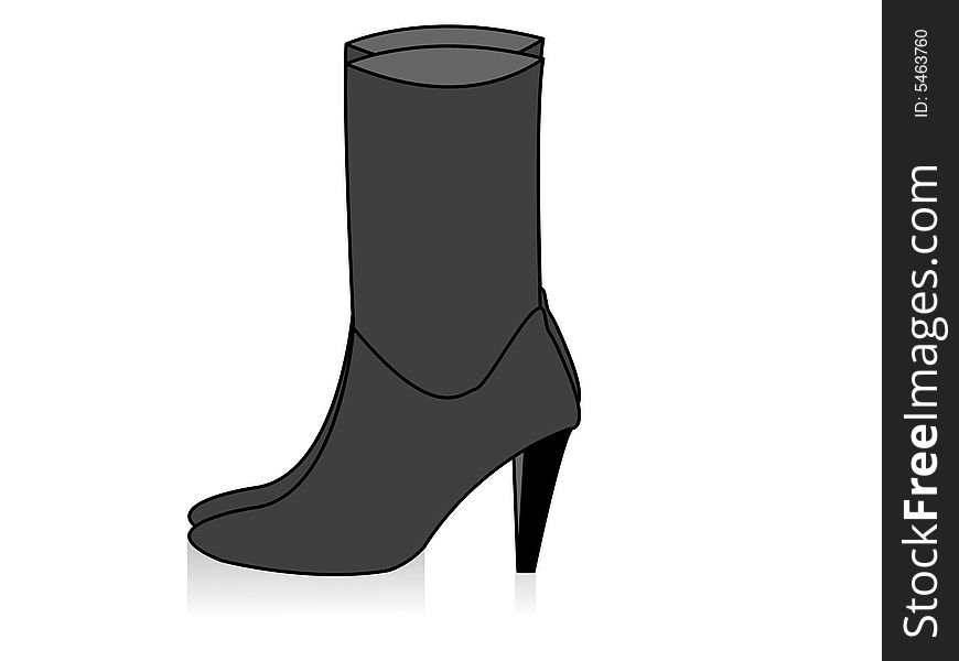 High heel boot on isolated background