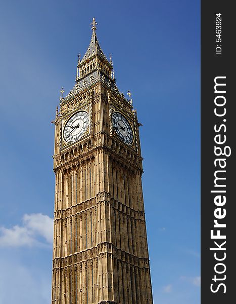 Vertical view of te Big Ben Tower. Vertical view of te Big Ben Tower