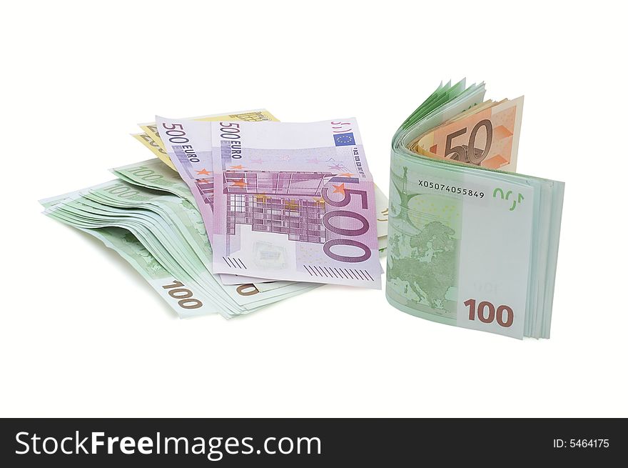Euro banknotes money isolated on white