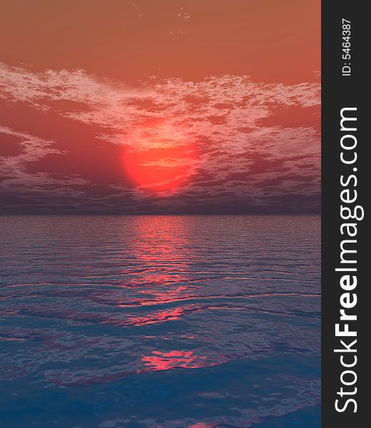 Beautiful sea and sky at sunset - digital artwork. Beautiful sea and sky at sunset - digital artwork