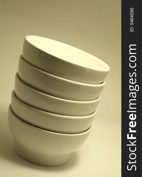 Stacked white bowls