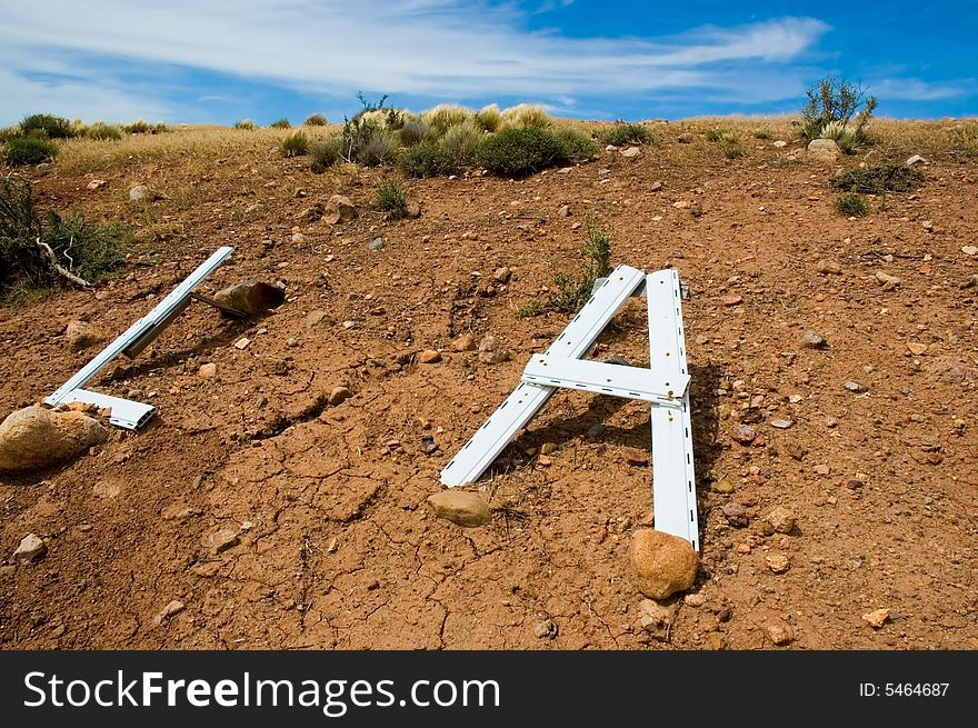 Letters on the ground in the patagonian steppe