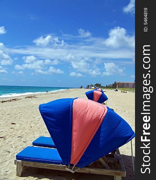 Beach chairs on a beach in Florida