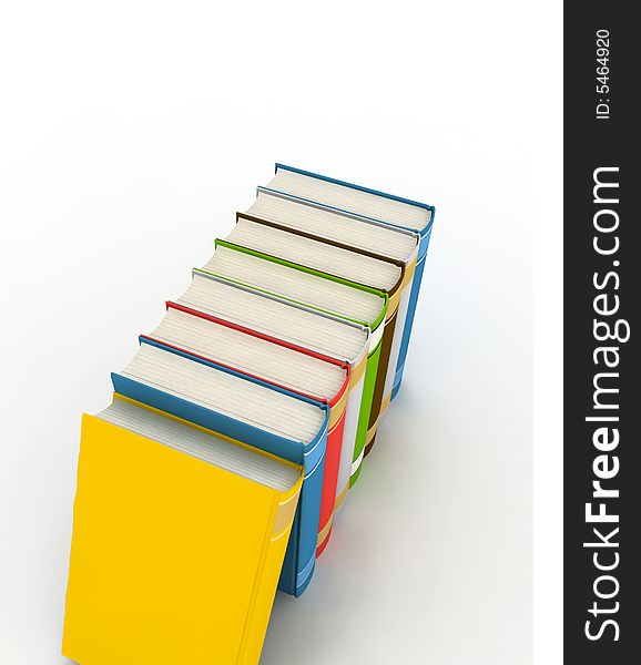 Pile of books - isolated on white background - photorealistic 3d render