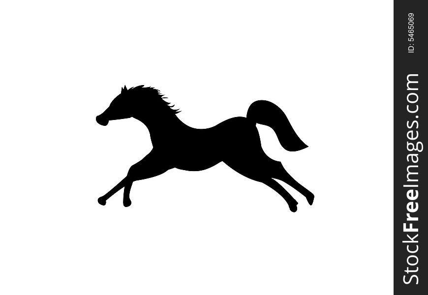 Silhouette of horse running with circle background