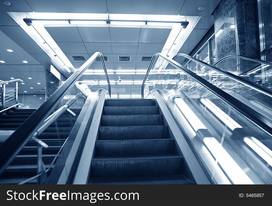 Escalator in a new modern building