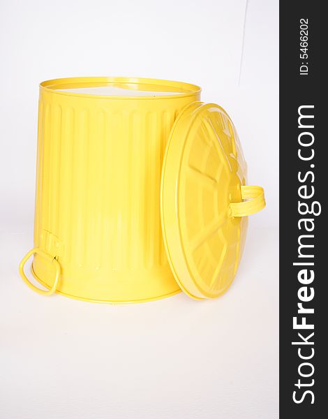 Dustbin with tap aside in white background