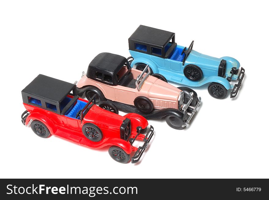 Models of cars isolated over a white background