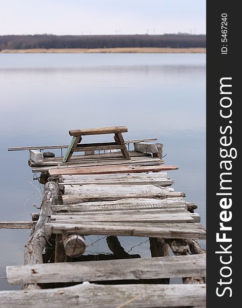 Fishing place. The approach on a wooden flooring to a place of fishing