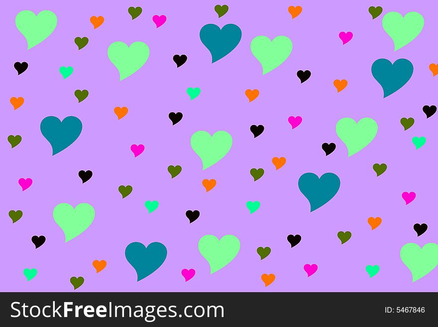 A funny background for web or paper with a lot of multicolor hearts. A funny background for web or paper with a lot of multicolor hearts