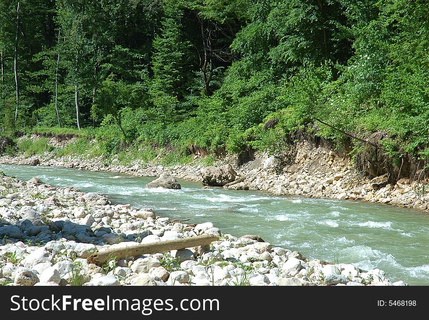 Guamskoye canyon and Kurdzhips river. Russia. Adygeya Territory. Guamka.