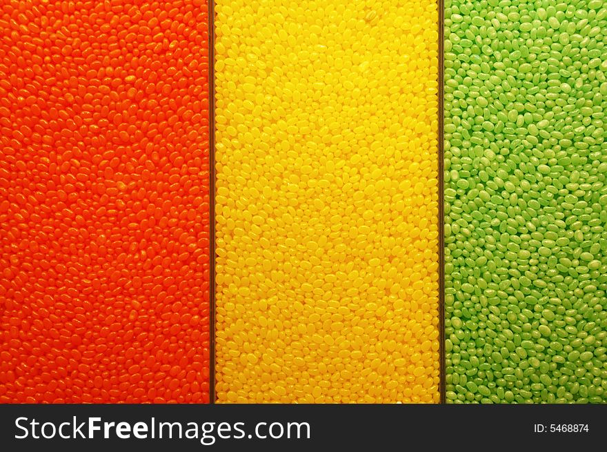 Red, yellow and green jelly beans background. Red, yellow and green jelly beans background.