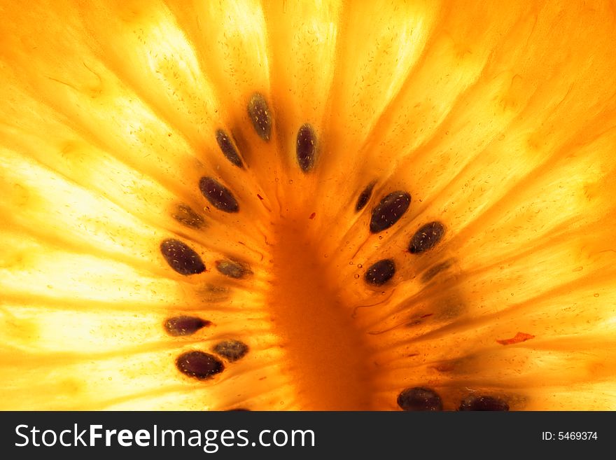 Close Up Of Gold Queen Kiwi Slice