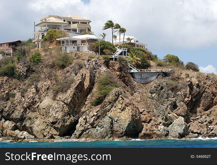 The resort built on a rocky coast on St.Thomas island, U.S. Virgin Islands. The resort built on a rocky coast on St.Thomas island, U.S. Virgin Islands.