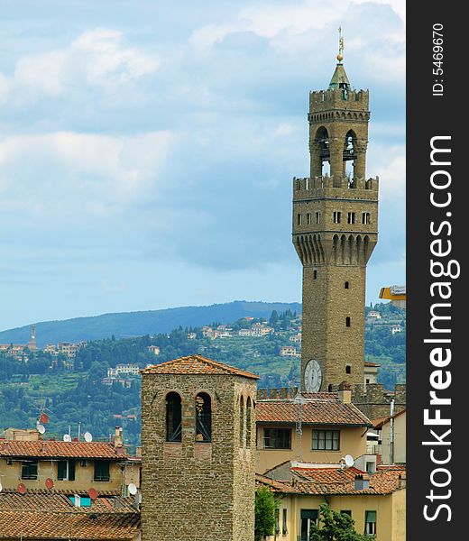 A view of the tower of Palazzo Vecchio in Florence - Italy