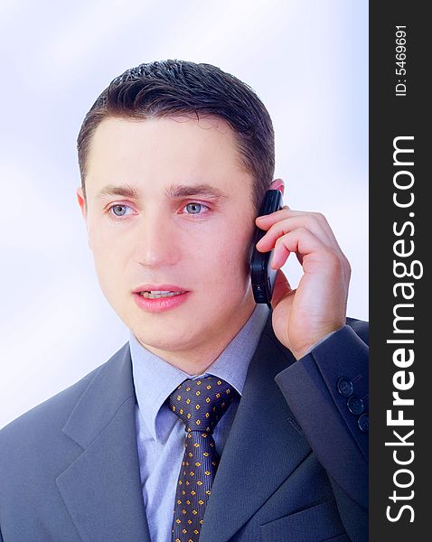 Businessman talking on phone