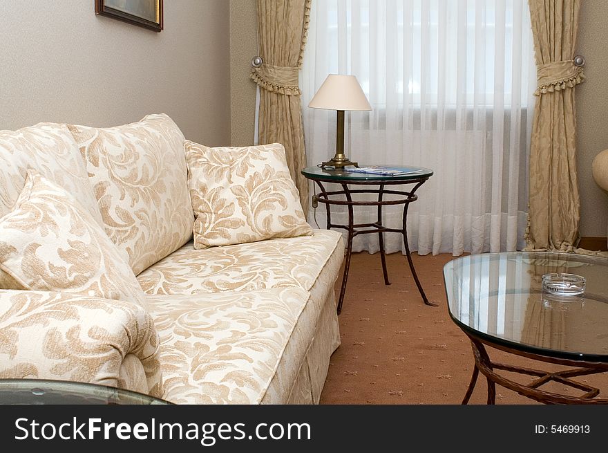 Sofa and table in the suite