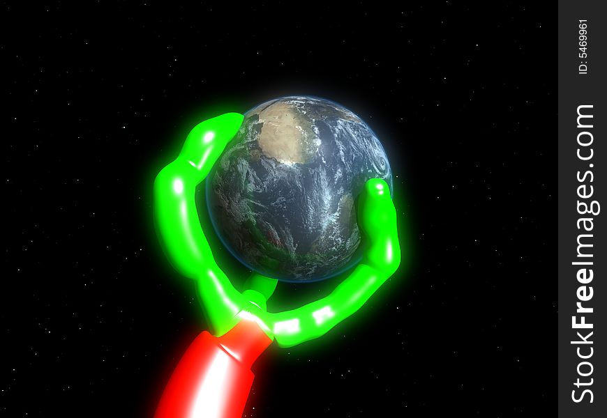 An image of a Alien hand grabbing the Earth, demonstrating the concept of power and control. An image of a Alien hand grabbing the Earth, demonstrating the concept of power and control.