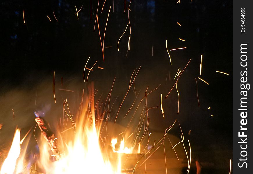 Extravaganza Night bonfire in the tourist camp. Extravaganza Night bonfire in the tourist camp