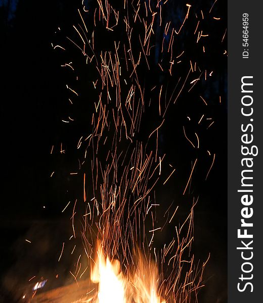 Extravaganza Night bonfire in the tourist camp. Extravaganza Night bonfire in the tourist camp