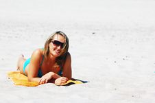 Beautiful Woman On The Beach Stock Photo