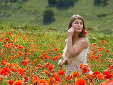 Girl With Poppy Stock Images Girl With Poppy Stock Images