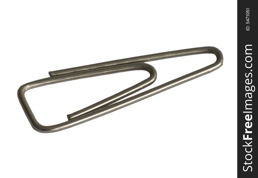 Close up paper clip isolated on white