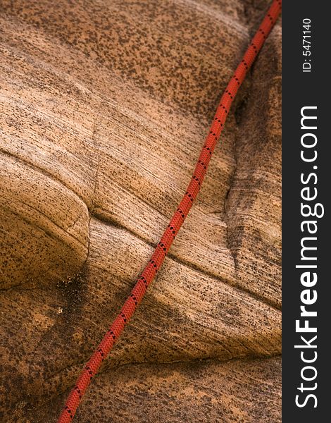 A rope used for a rappel in a canyon near Zion National Park, Utah. A rope used for a rappel in a canyon near Zion National Park, Utah.