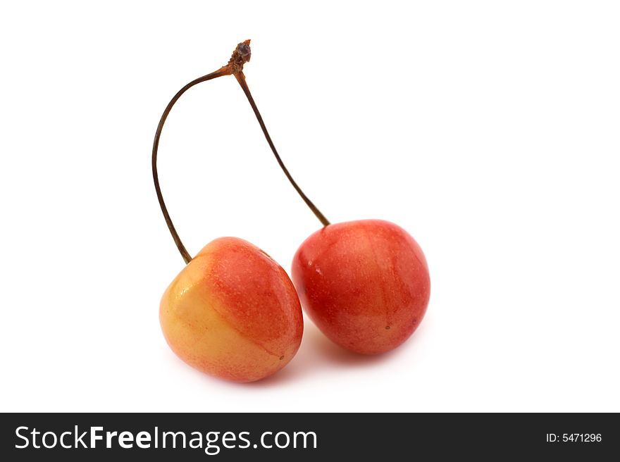 The Fresh sweet cherry on a white background