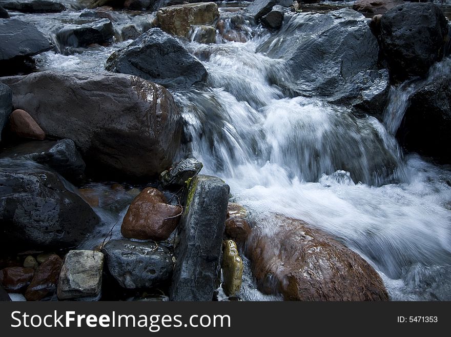 A slow-shutter photograph of the Virgin River in Zion National park, Utah. A slow-shutter photograph of the Virgin River in Zion National park, Utah.