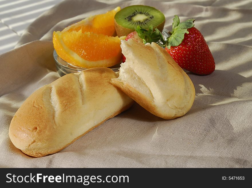 Sweet bread with raw fruits. Sweet bread with raw fruits