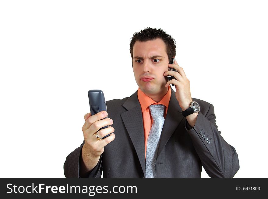 Man with two phones