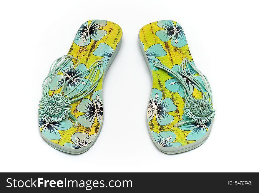 Sandals slippers on the white background (with clipping path). Sandals slippers on the white background (with clipping path)