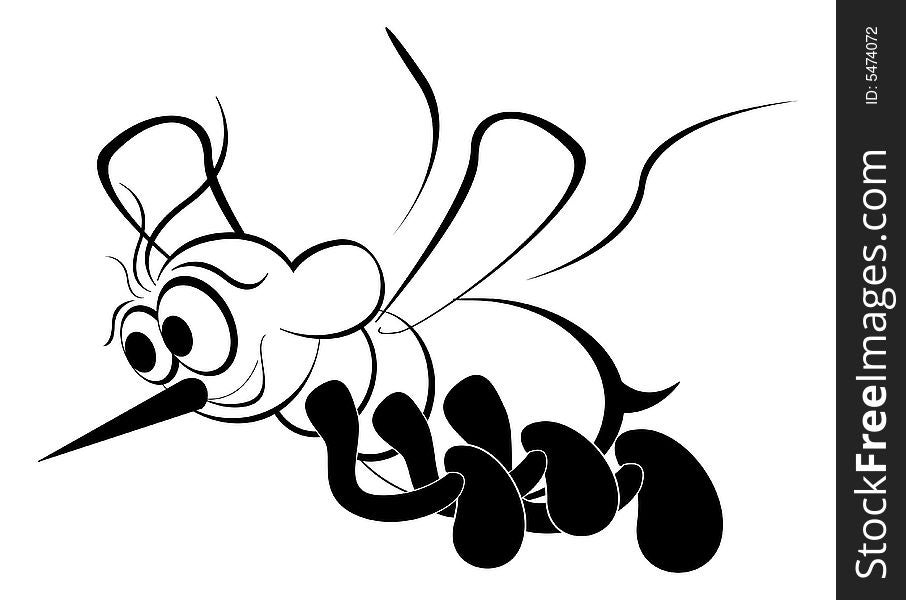 Line illustration for the flying Bee