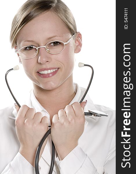 Beautiful young doctor with stethoscope. Beautiful young doctor with stethoscope