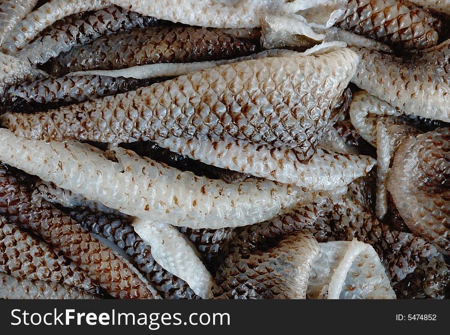 The fishskin in a small eatery