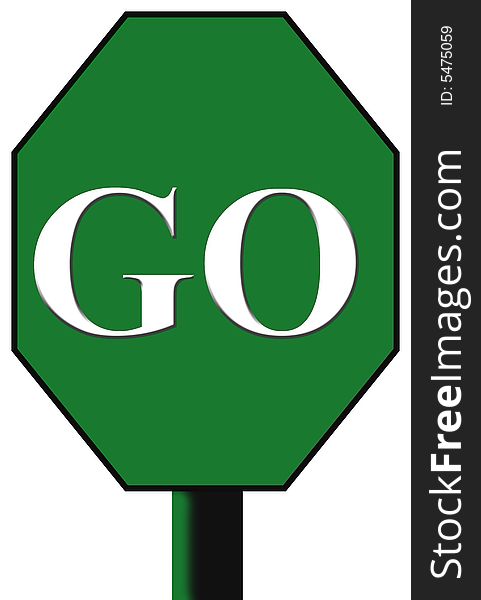 Go sign illustration with white background,