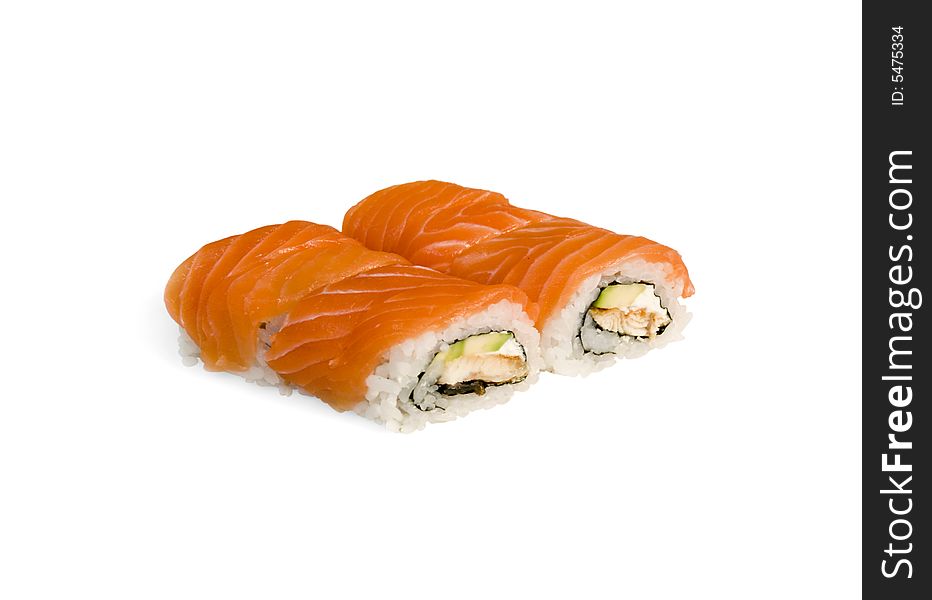 Roll with salmon, eel, avocado, cheese Philadelphia. Roll with salmon, eel, avocado, cheese Philadelphia