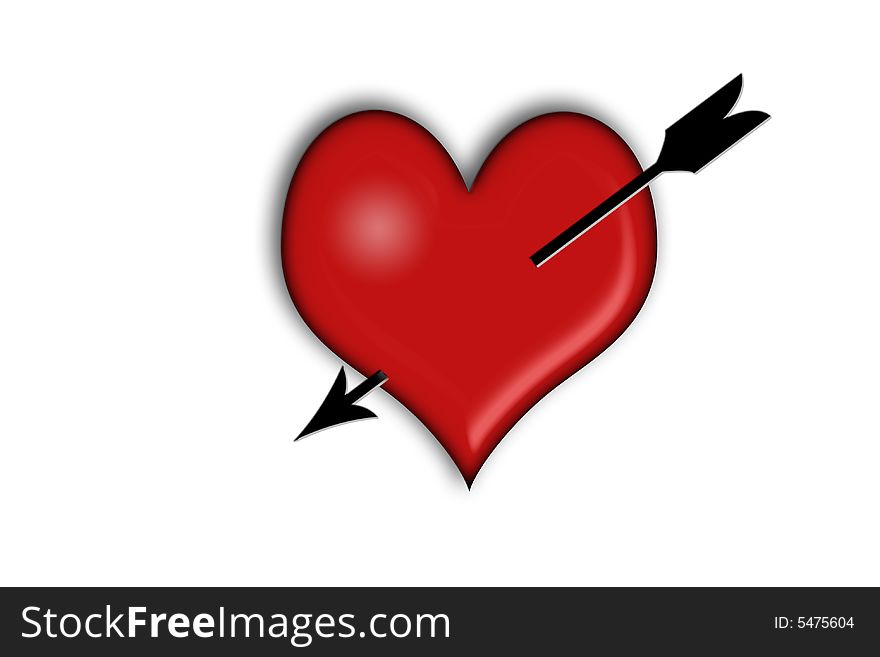 An illustration of a red heart with a arrow through it.