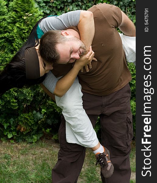 Happy couple have fun  outdoor. Happy couple have fun  outdoor