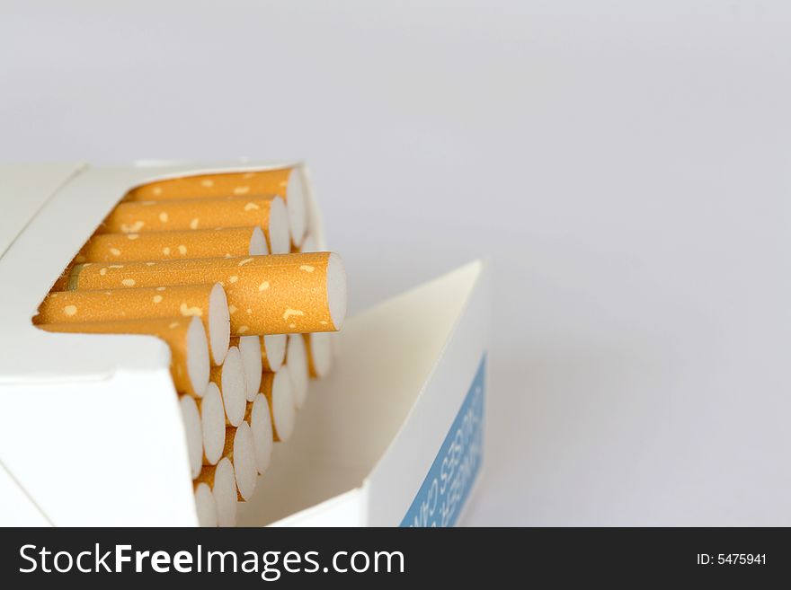 A packet of cigarettes on a white background