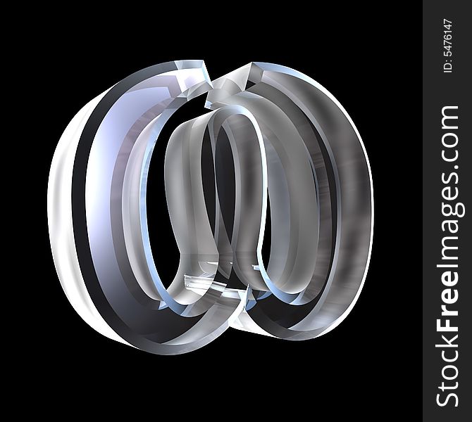 Omega symbol in glass (3d made). Omega symbol in glass (3d made)