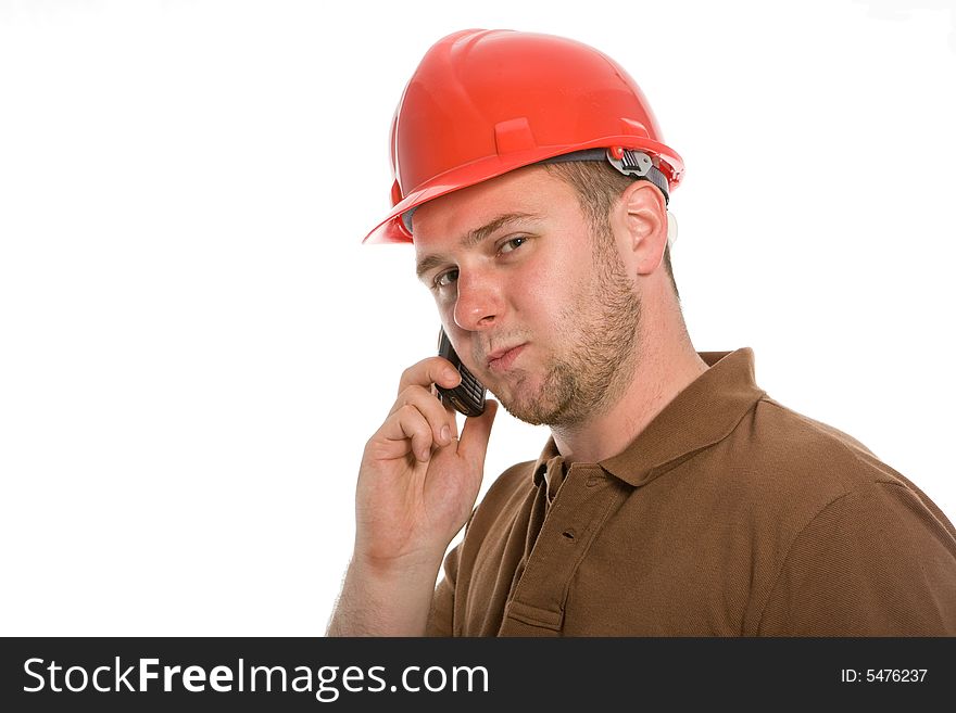 Casual worker on white background
