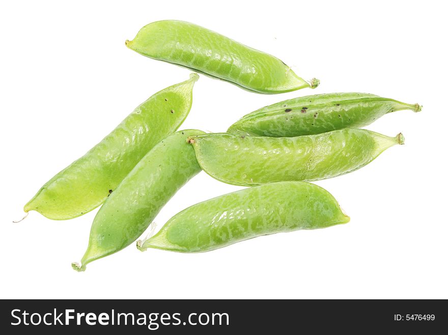 Pea pods isolated on a white background