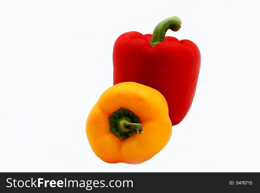 Fresh peppers isolated on the white background