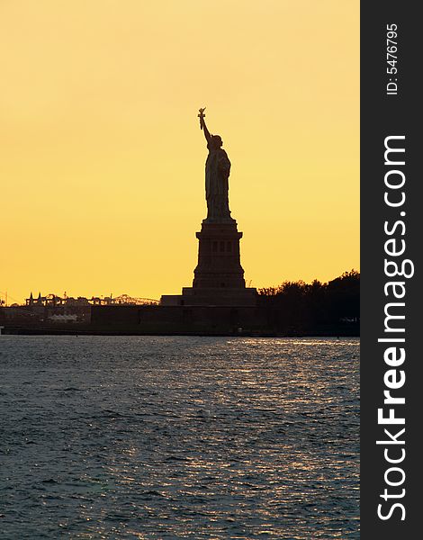 Statue Of Liberty At Sunset